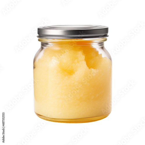front view of Grits in a jar isolated on a white transparent background 