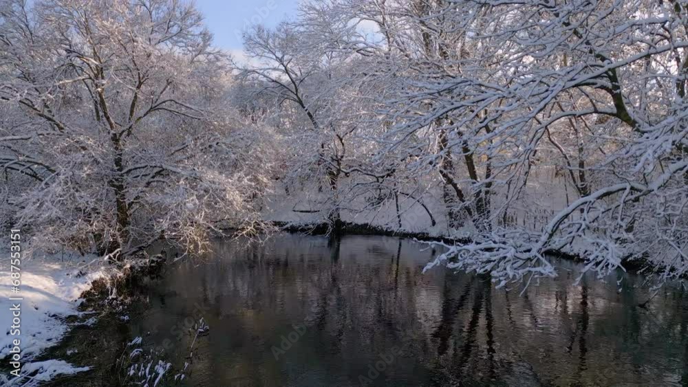 Riverlike stream in snow covered landscape Riverlike stream in snow covered landscape