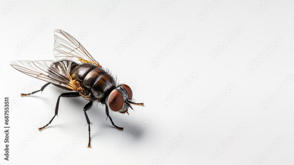 Close up fly isolated on gray background Close up fly isolated on gray background