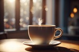 Enjoying a natural light filled cup of coffee. ai generative