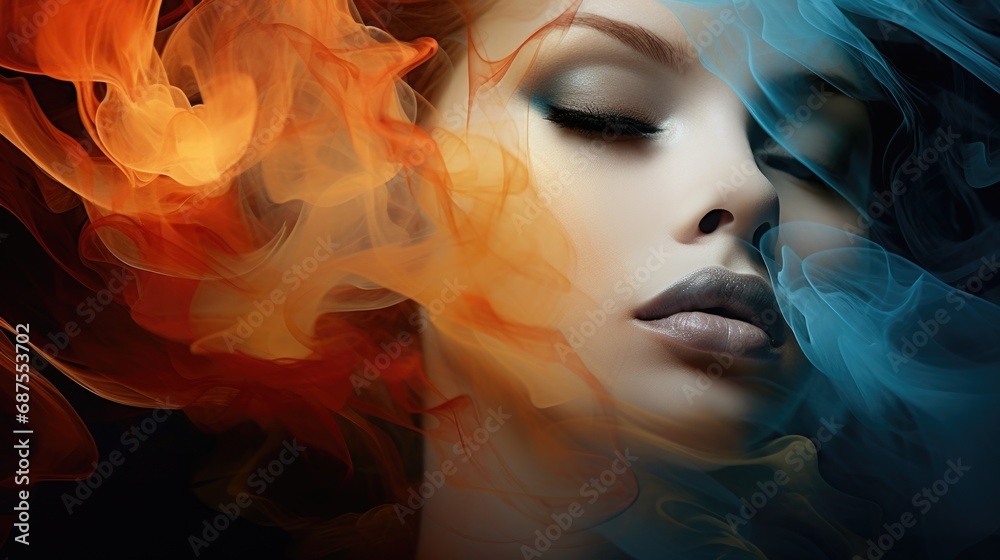 Abstract beauty woman background. State of love, romance.