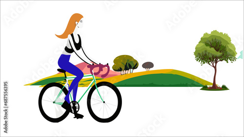 woman riding a bike landscape backround