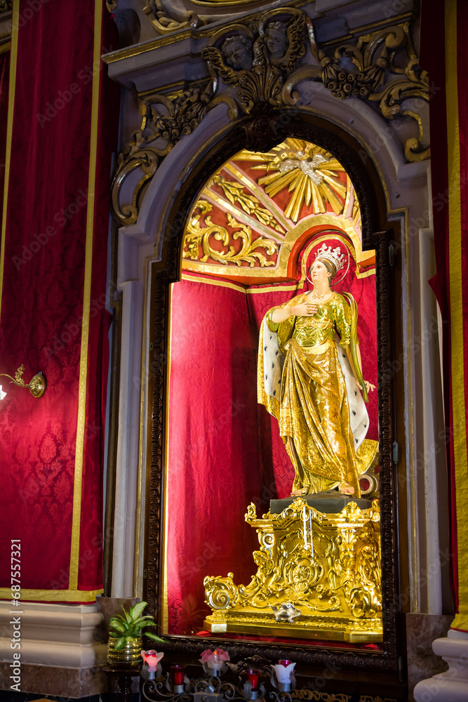 Statue of St. Catherine inside the Parish Church of St. Catherine in the village of Zurrieq