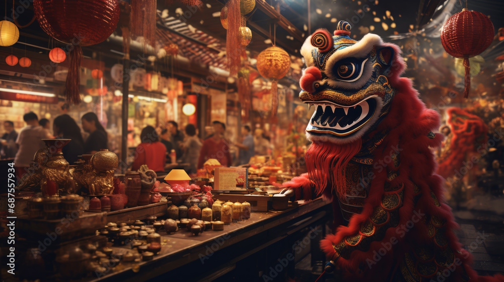 Chinese New Year is a time when Chinese people around the world come together to celebrate the start a new year according to the Chinese calendar.It is a time filled with colors and cries celebration. - obrazy, fototapety, plakaty 