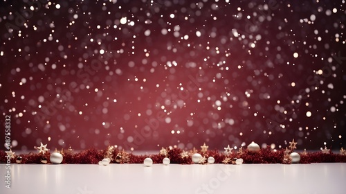 Abstract Christmas background with a gradient of deep burgundy and snowy whites