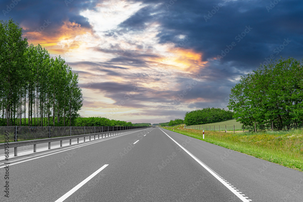 Empty automobile expressway. Empty car highway. Empty automobile expressway. Empty car highway.