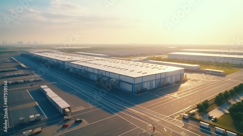 Aerial view of a sprawling logistics hub