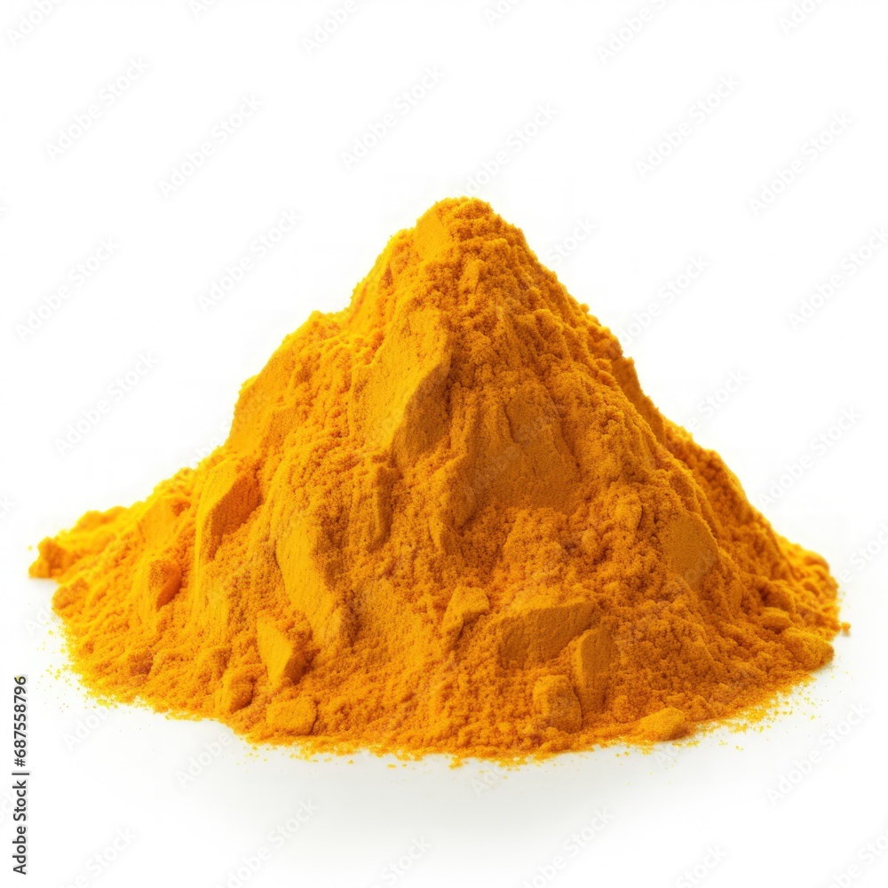 pile of ground turmeric powder isolated on white pile of ground turmeric powder isolated on white