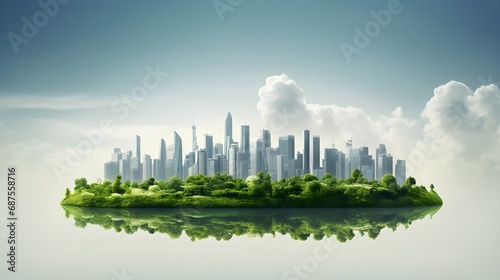 City skyline blending into a green horizon © Visual Aurora
