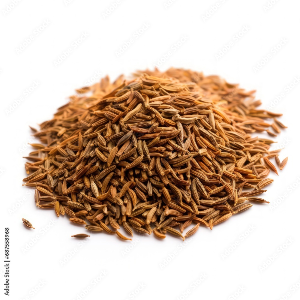 Heap of cumin seeds isolated on white background Heap of cumin seeds isolated on white background