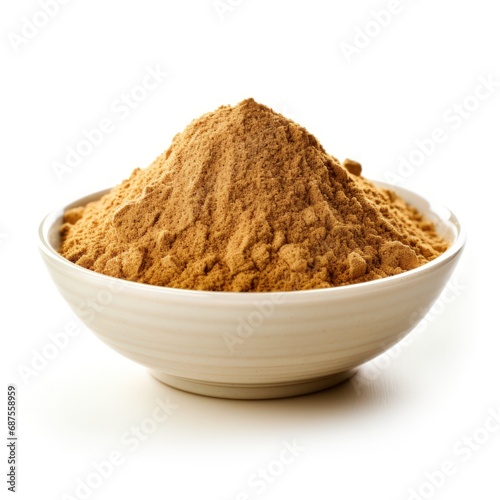 Ground whote spices in a bowl isolated photo