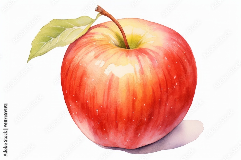 Watercolor illustration of an apple isolated on white background. AI generative Watercolor illustration of an apple isolated on white background. AI generative