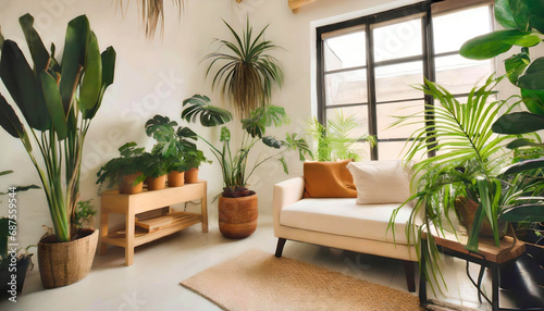 Minimal Living Room with Indoor Plants - Bright Authentic Home Interior