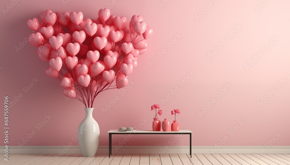 Whimsical Love Balloon Cluster - obrazy, fototapety, plakaty 