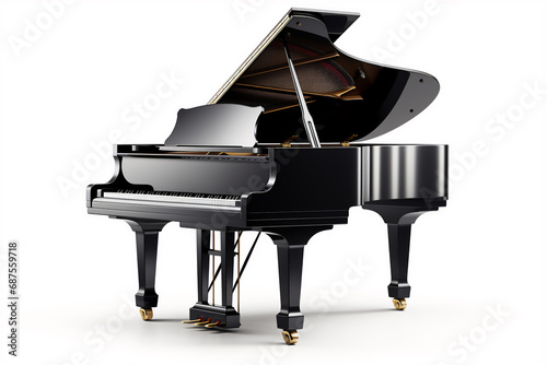 Grand piano isolated on white background