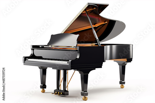 Grand piano isolated on white background