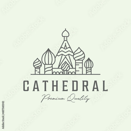 cathedral building minimalist logo line art icon illustration design from moscow russia photo