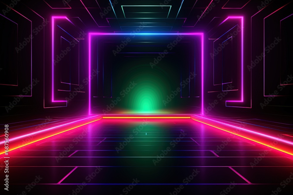 Party Pulse Abstract Neon Waves Fantastic Fusion Neon Lightscape,Neon Dance Floor Background