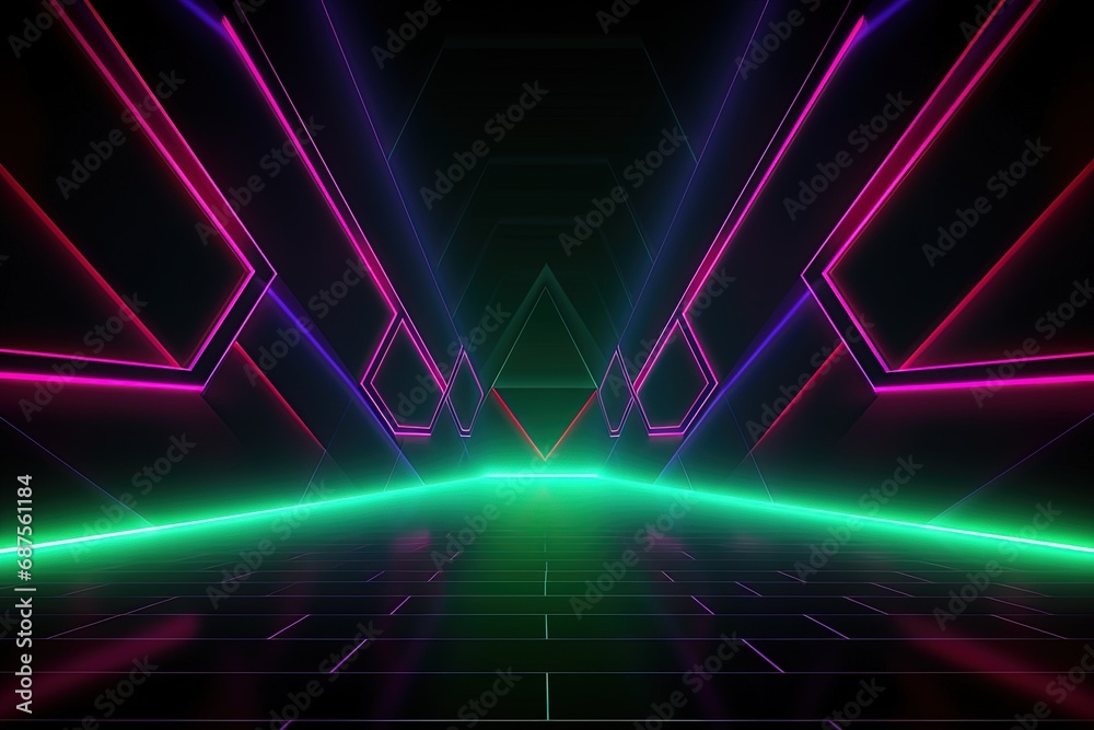 Party Pulse Abstract Neon Waves Fantastic Fusion Neon Lightscape,Neon Dance Floor Background