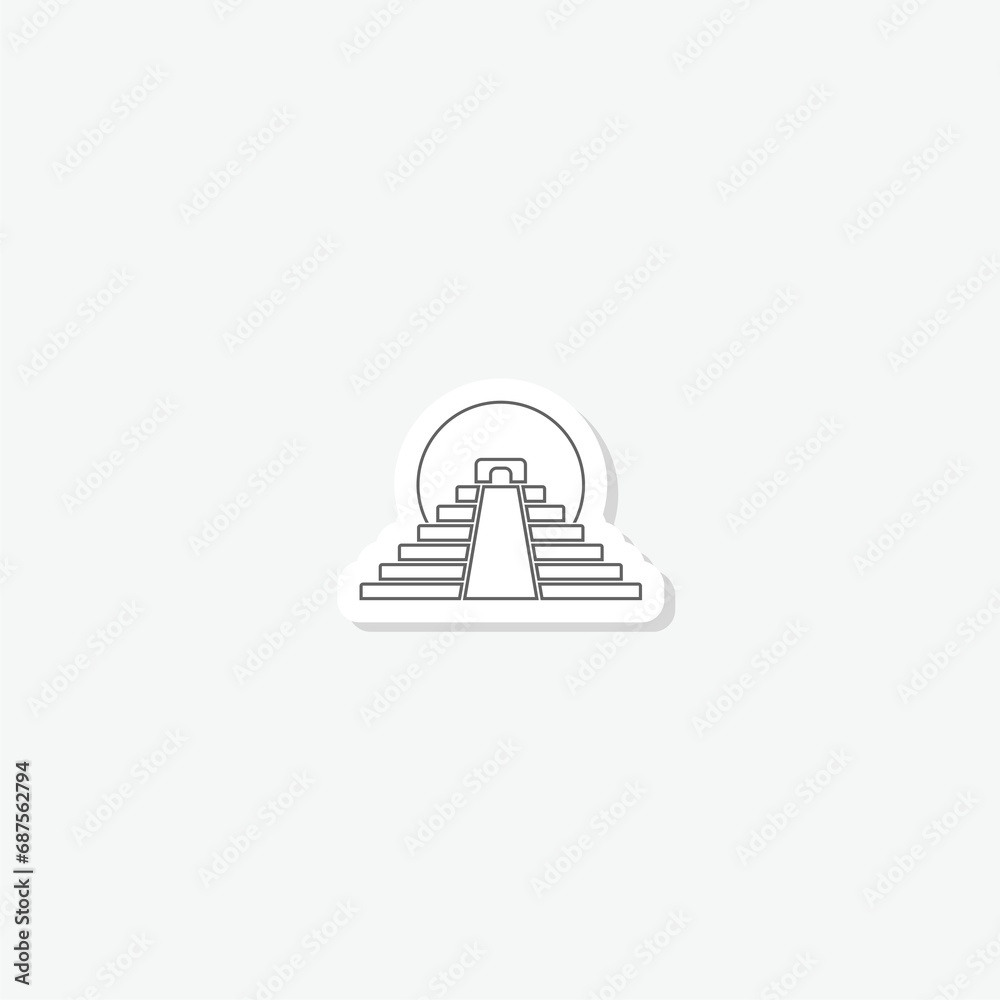 Aztec pyramid line icon sticker isolated on gray background Aztec pyramid line icon sticker isolated on gray background