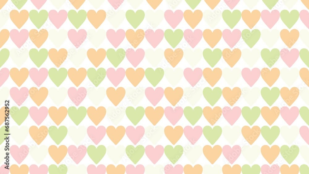 レトロなハートパターン背景素材（オレンジ＆グリーン）6秒ループ