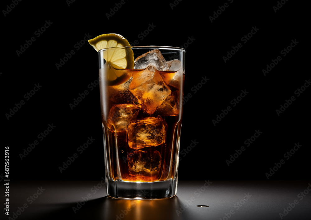 A sleek glass of Arnold Palmer, centered on a pure black stone slab. A sleek glass of Arnold Palmer, centered on a pure black stone slab.