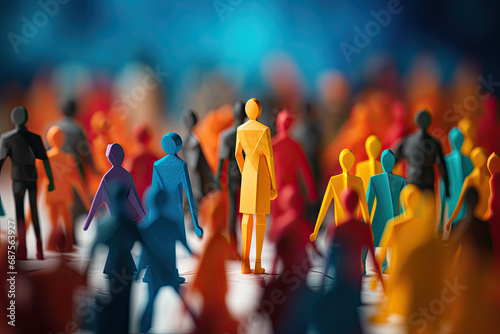 people in different colors standing in a crowd together