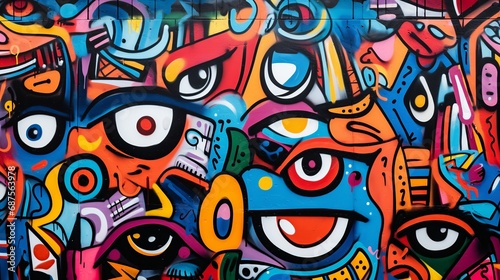 Vibrant Urban Expression  Abstract Graffiti Art Fusion  