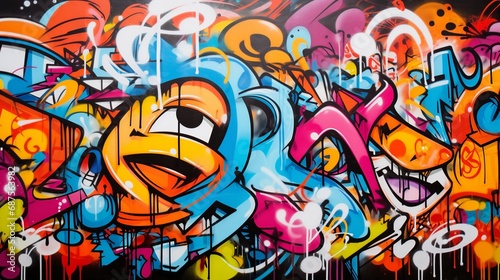 Vibrant Urban Expression: Abstract Graffiti Art Fusion
