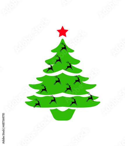Vector illustration of cartoon Christmas tree