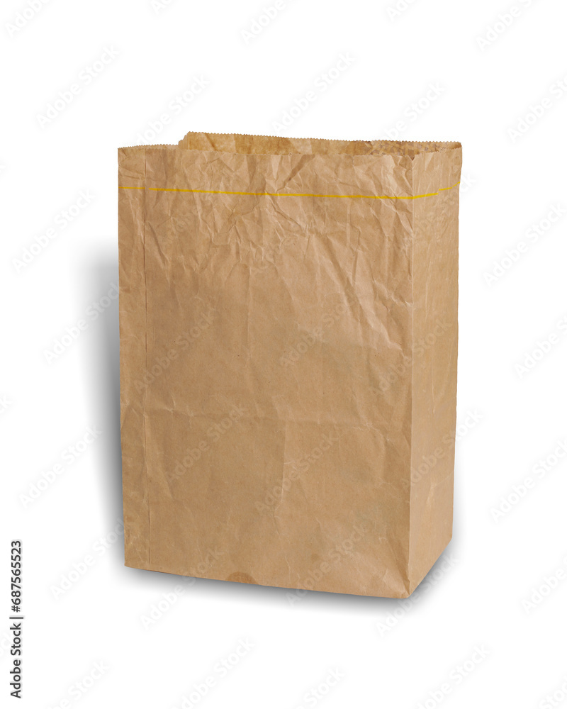 brown paper bag isolated on white background. This has clipping path. brown paper bag isolated on white background. This has clipping path.
