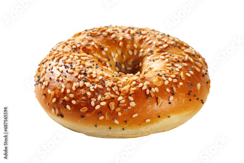 Bagel bread for breakfast isolated on transparent background.