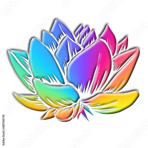 3D sticker beautiful colourful lotus flowers with wonderful petal