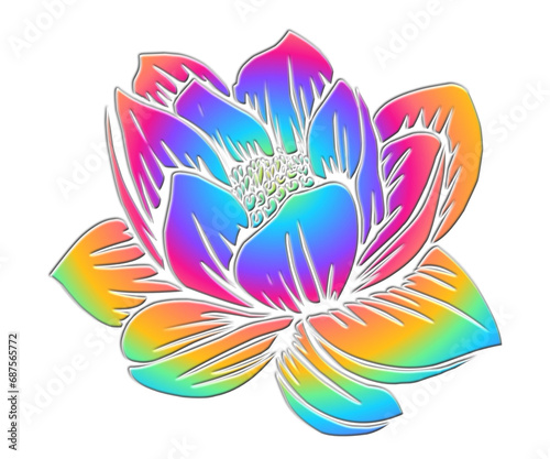 3D sticker beautiful colourful lotus flowers with wonderful petal