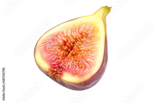 Fresh sliced half of fig fruit isolated on transparent background.