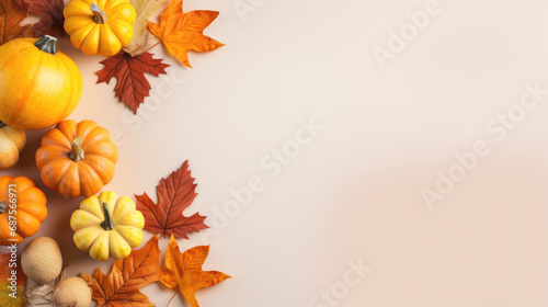 Autumn leaves on a wooden background  graphic banner with copyspace