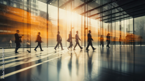 Meeting walking motion person airport crowd group hall rush business architecture blurred interior travel