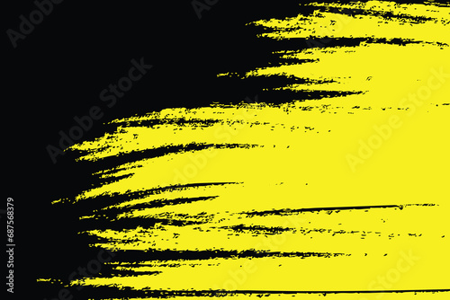 Yellow brush stroke isolated on black background