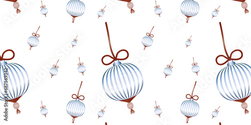 Seamless New Year editable pattern with Christmas balls
