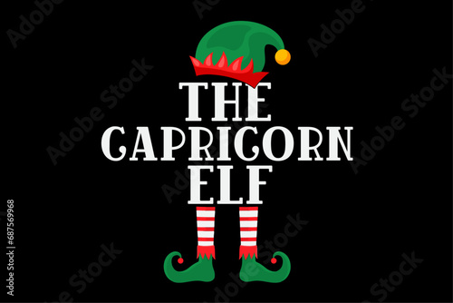 Capricorn Elf Zodiac Christmas Birthday T-Shirt Design