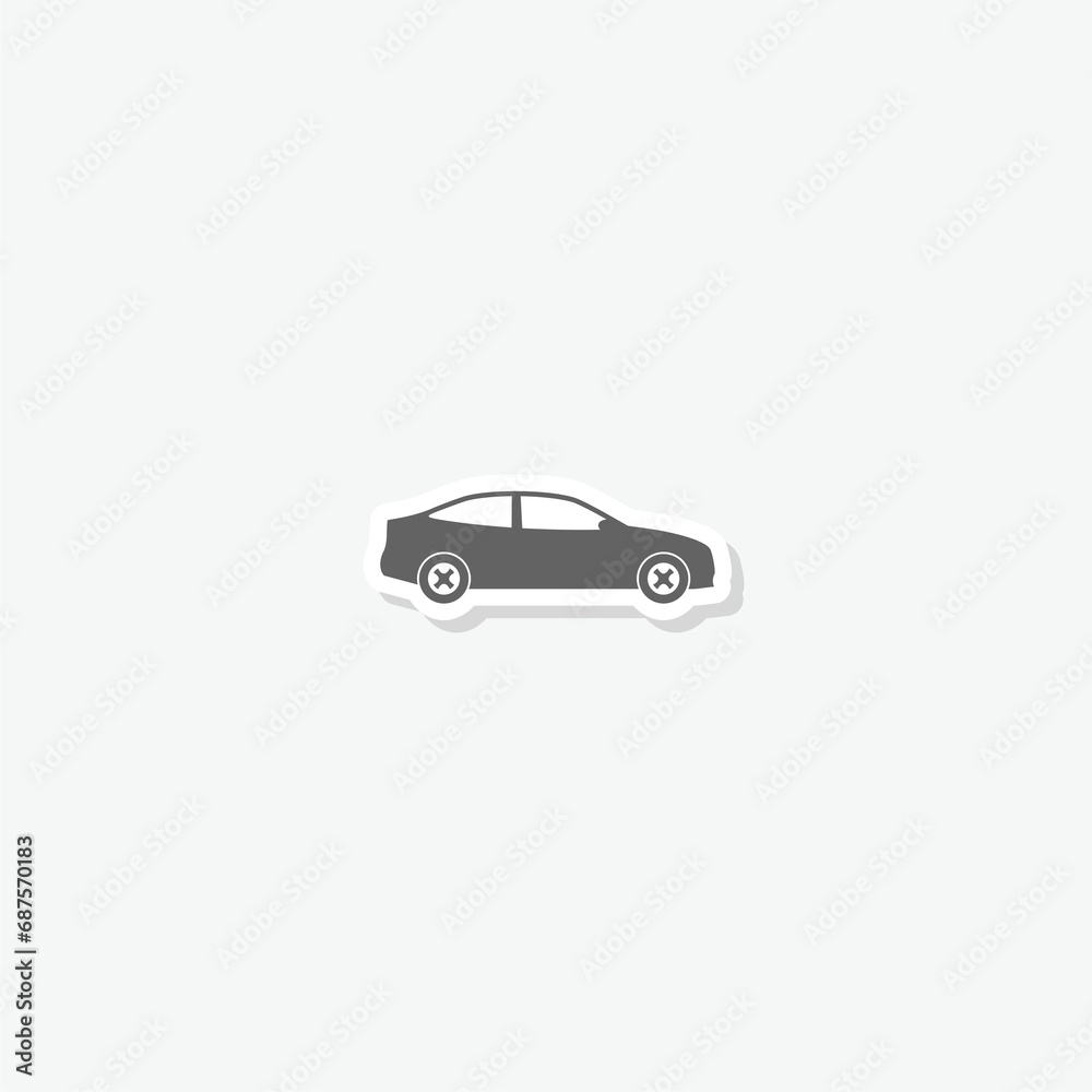 Car in Side View Silhouette Icon sticker isolated on gray background Car in Side View Silhouette Icon sticker isolated on gray background