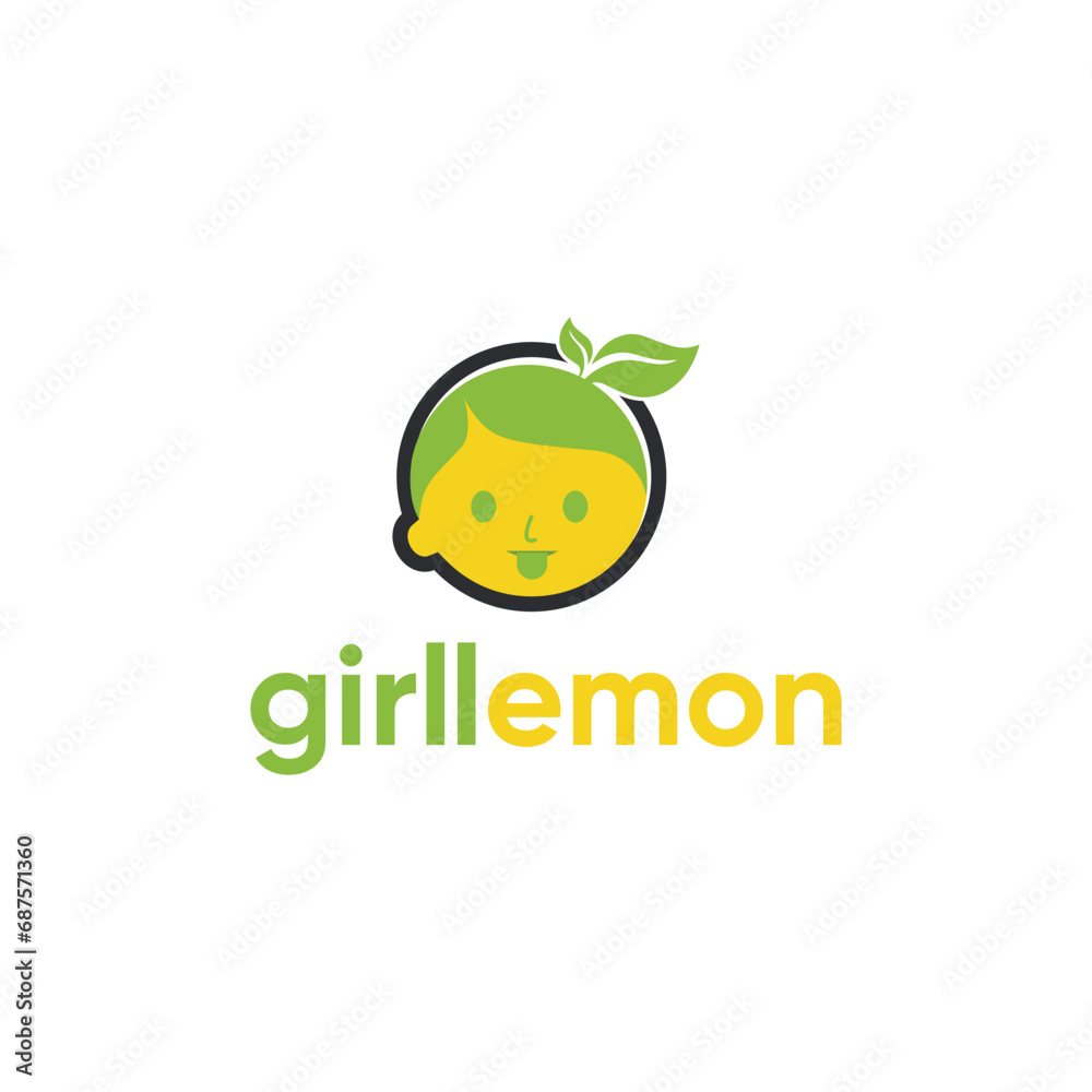 Girllemon logo design vector