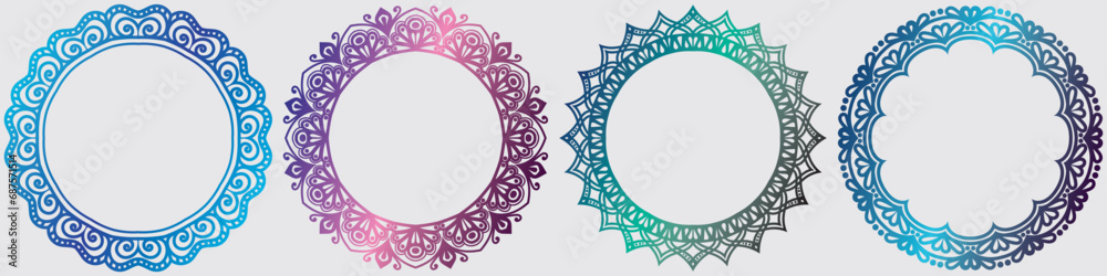 Collection of decorative art circle elements set. Template for cards, Invitations, and ornamental art circle. 