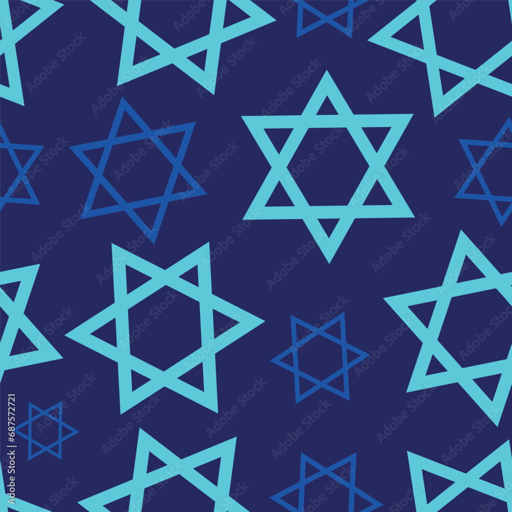 Blue Star of David symbol of Judaism seamless pattern.Vector illustration.Magen David stars pattern for different design.Print poster,seamless background