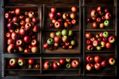The apples are plump and inviting, with a lustrous sheen that reflects the sun's golden rays