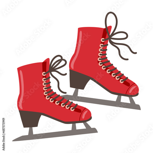 Ice skates for figure skating in winter vector illustration