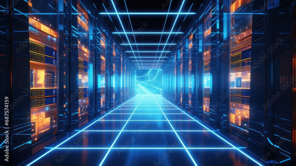 Fototapeta premium Futuristic Data Center Visualization