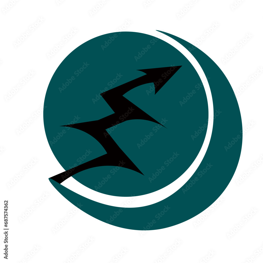 a green ball with a black curved arrow and one bracket. a green ball with a black curved arrow and one bracket.