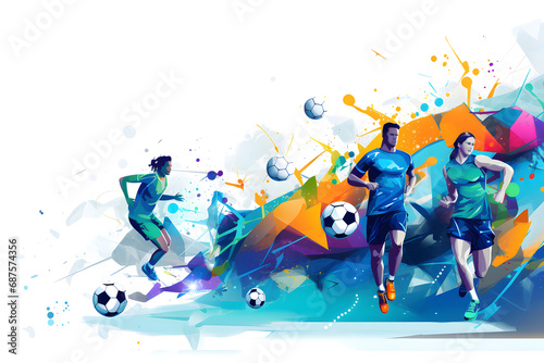 Fototapeta Naklejka Na Ścianę i Meble -  Sports background design with sport players in different activities.