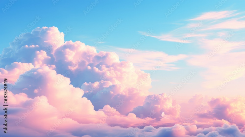 Light pastel pink clouds in sunset blue sky. Light pastel pink clouds in sunset blue sky.